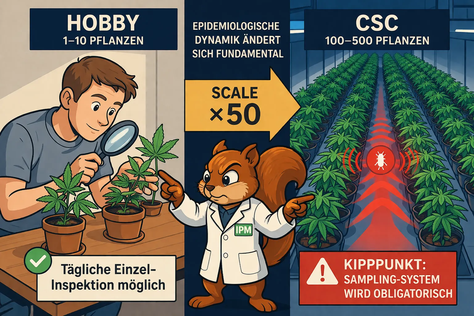 Epidemiologischer Unterschied zwischen Hobby-Grow und CSC-Großfläche — Schädlingspopulation und Übertragungsdynamik