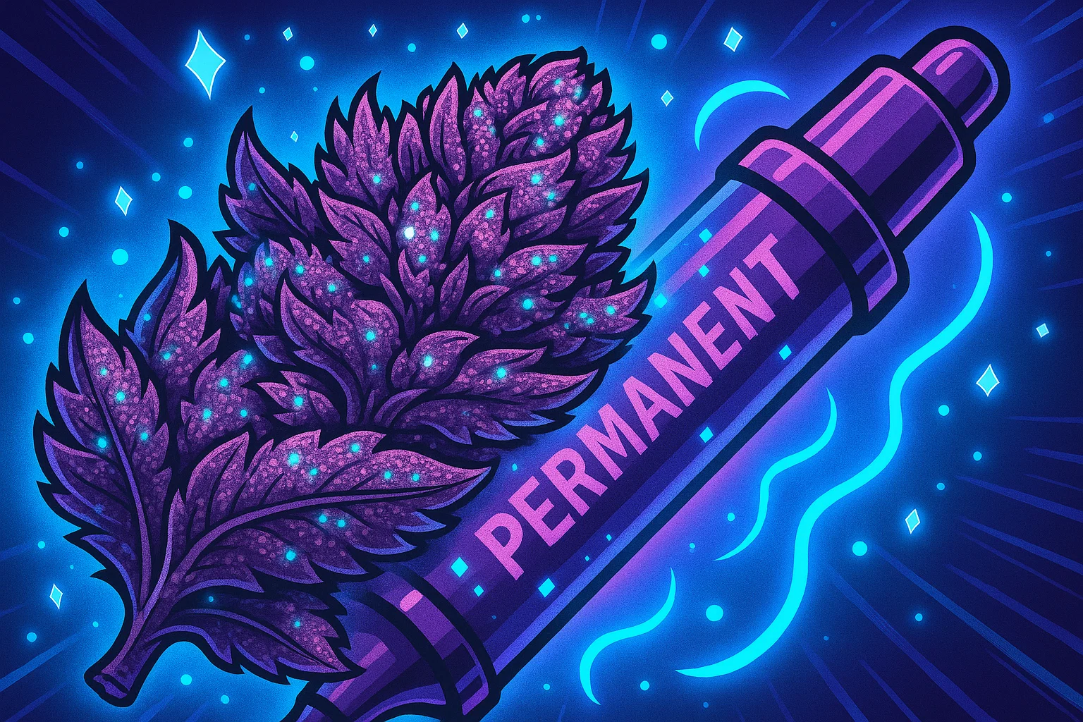 Comic: Eine Nahaufnahme eines dichten, violetten Permanent Marker Buds, der wie ein außerirdisches Juwel aussieht.