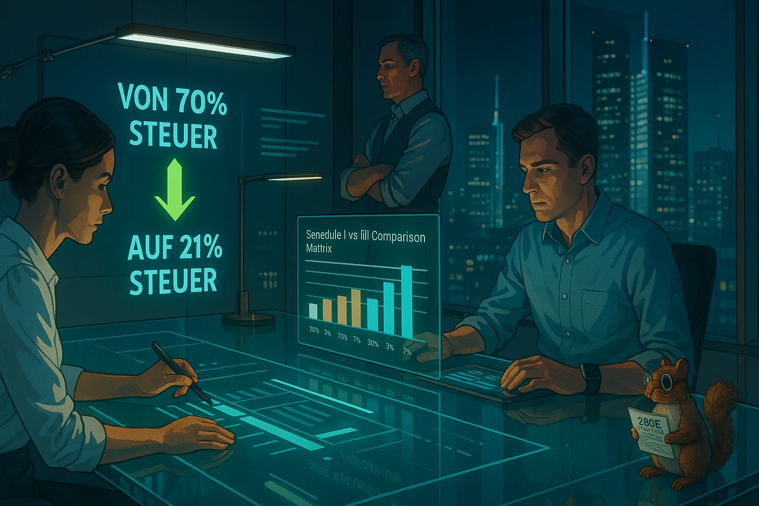 Vergleichsgrafik: Steuerbelastung mit und ohne 280E
